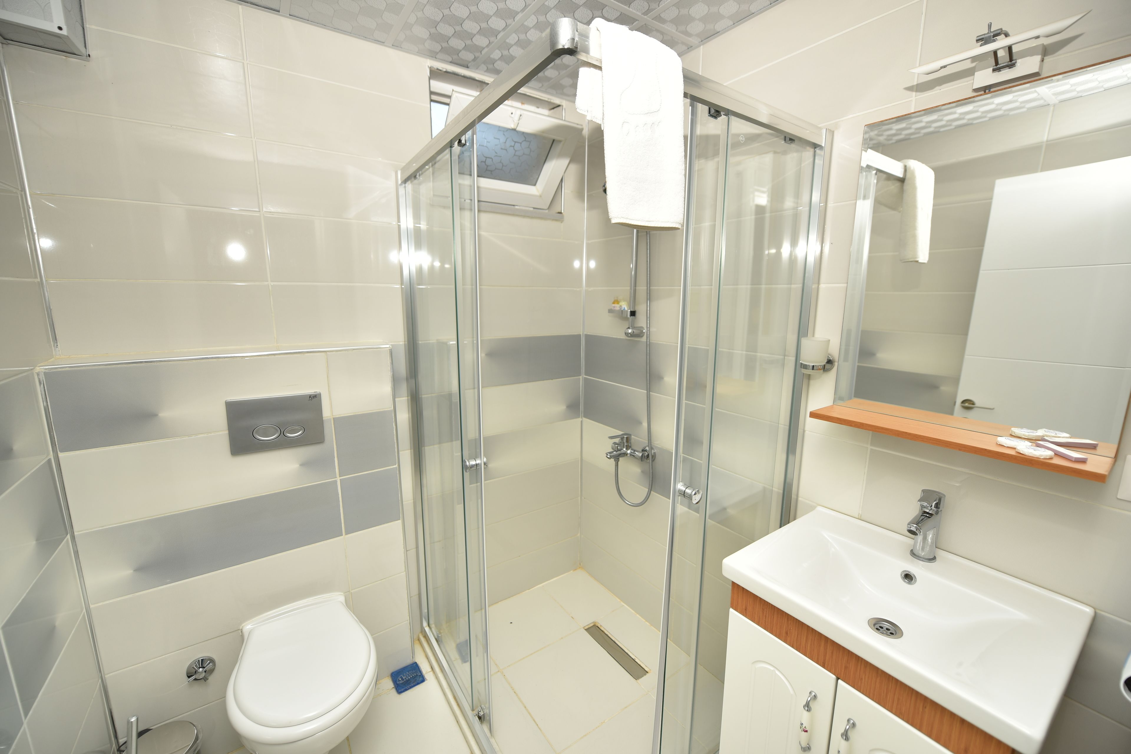 shower, free toiletries, hair dryer, slippers