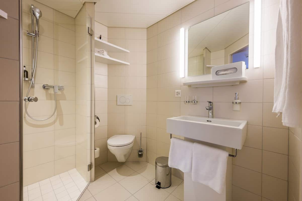 shower, free toiletries, towels