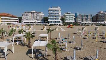 Private beach, sun loungers, beach umbrellas, beach towels