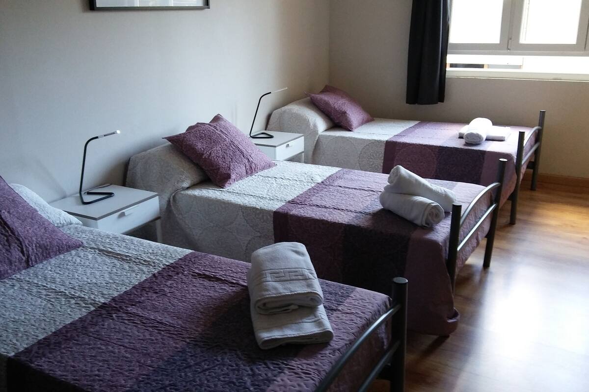 Triple Room, 3 Single Beds, Shared Bathroom | Blackout curtains, soundproofing, free WiFi, bed sheets