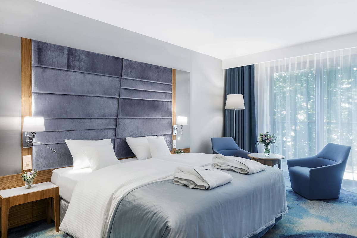 1 slaapkamer, luxe beddengoed, een kluis op de kamer