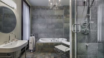 Shower, free toiletries, hair dryer, bathrobes