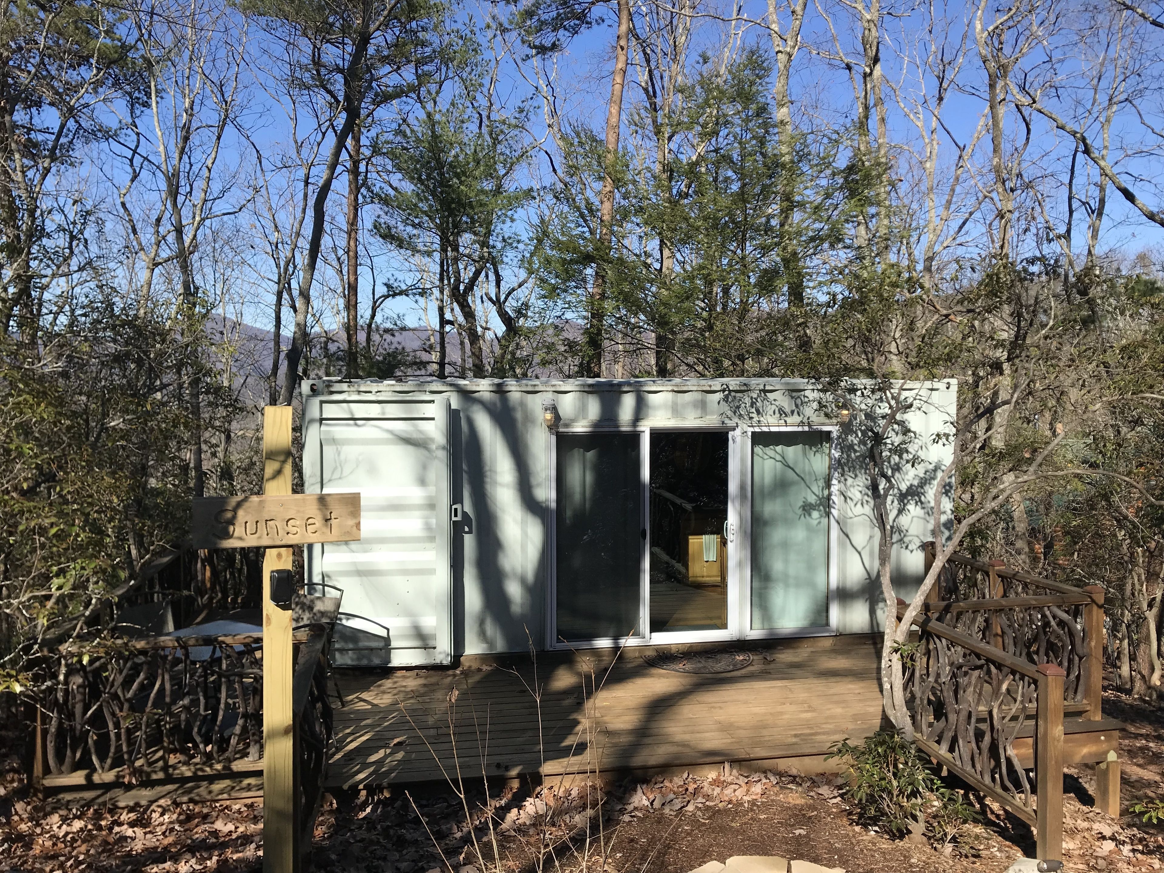 design cabin, 1 queen bed, refrigerator & microwave, mountainside | individually decorated, individually furnished, iron/ironing board