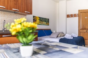 Estudio estándar, 1 habitación, no fumadores | Zona de estar | Televisión LCD de 32 pulgadas con canales digitales, una televisión