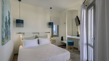 Vila Deluks, kolam renang pribadi, pemandangan laut (Caldera) | 3 kamar tidur, seprai katun Mesir, dan seprai premium