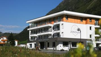 Hotel Zontaja offers stunning mountain views from its upper-floor balconies.