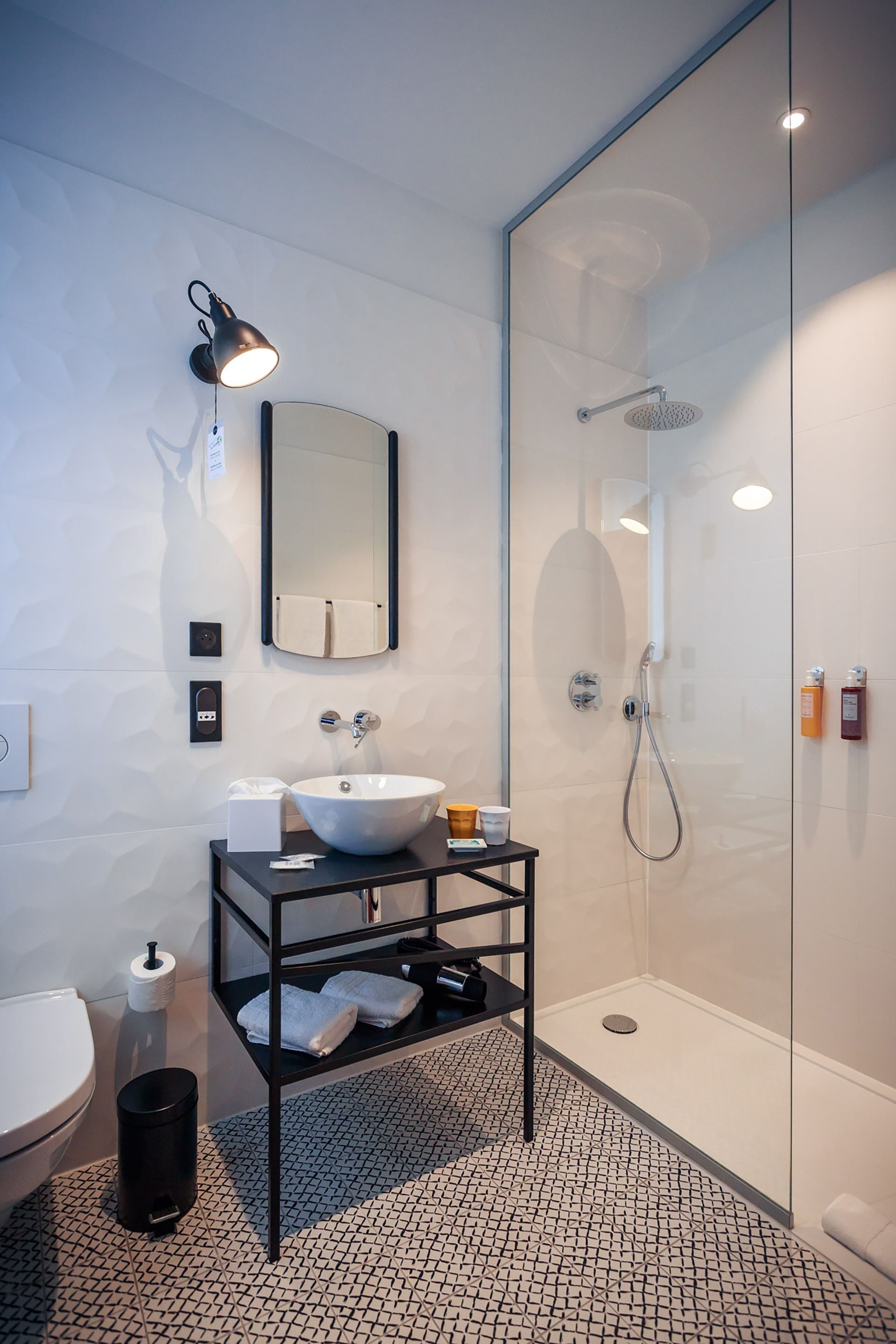 free toiletries, hair dryer, towels