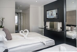 In-room safe, desk, blackout curtains, soundproofing