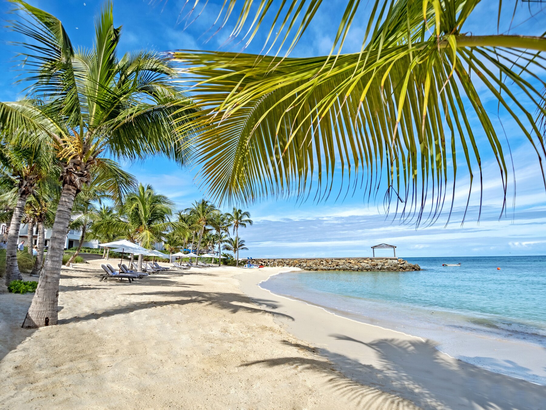 Private beach, white sand, sun-loungers, beach umbrellas