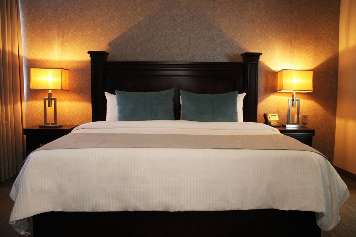 deluxe room, 1 king bed | in-room safe, desk, iron/ironing board, free wifi