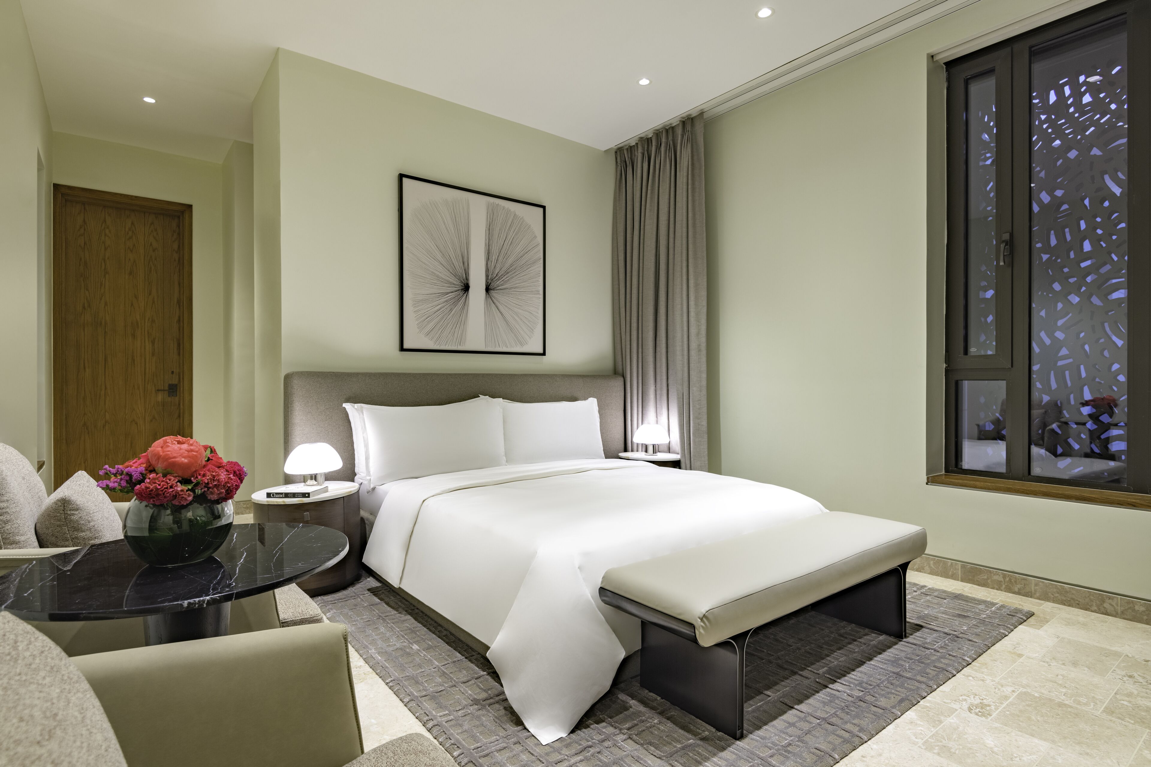 Premium bedding, down comforters, memory foam beds, minibar