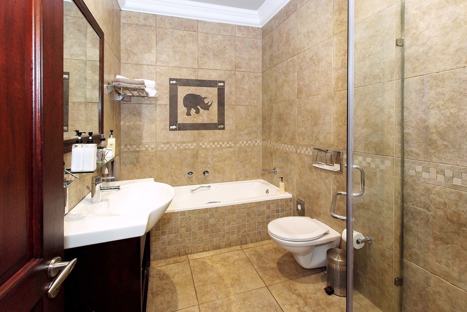 deluxe suite  | bathroom | shower, hair dryer, bathrobes, slippers