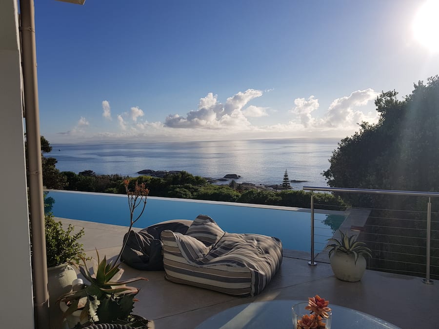 Outdoor pool, pool loungers