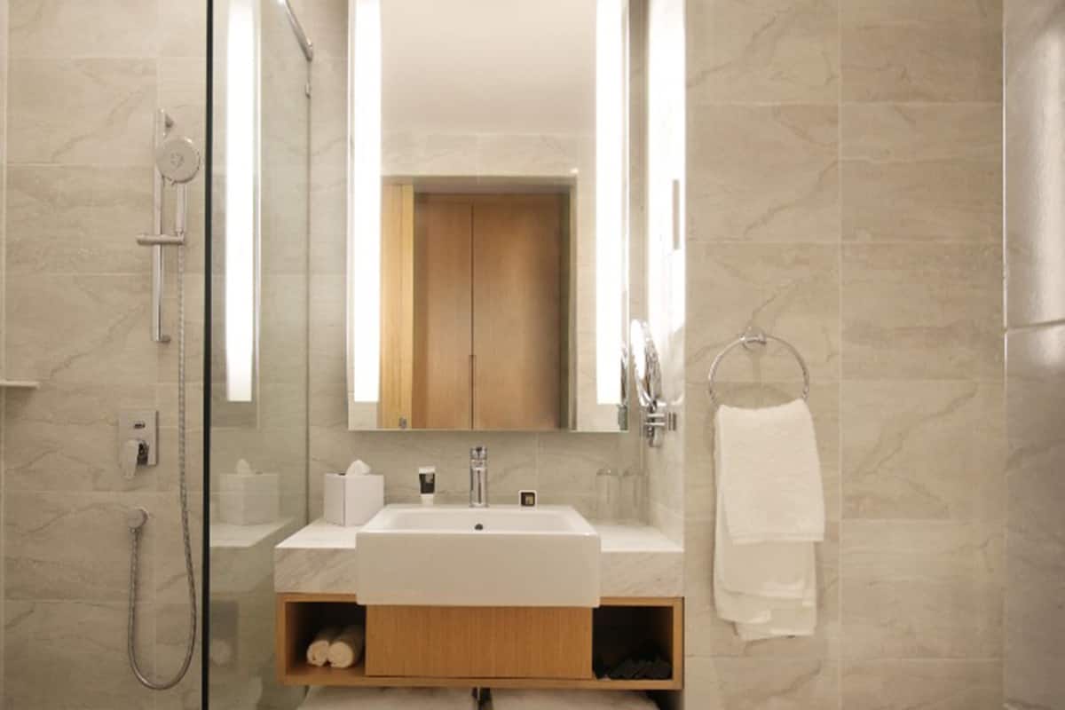 shower, free toiletries, hair dryer, bathrobes