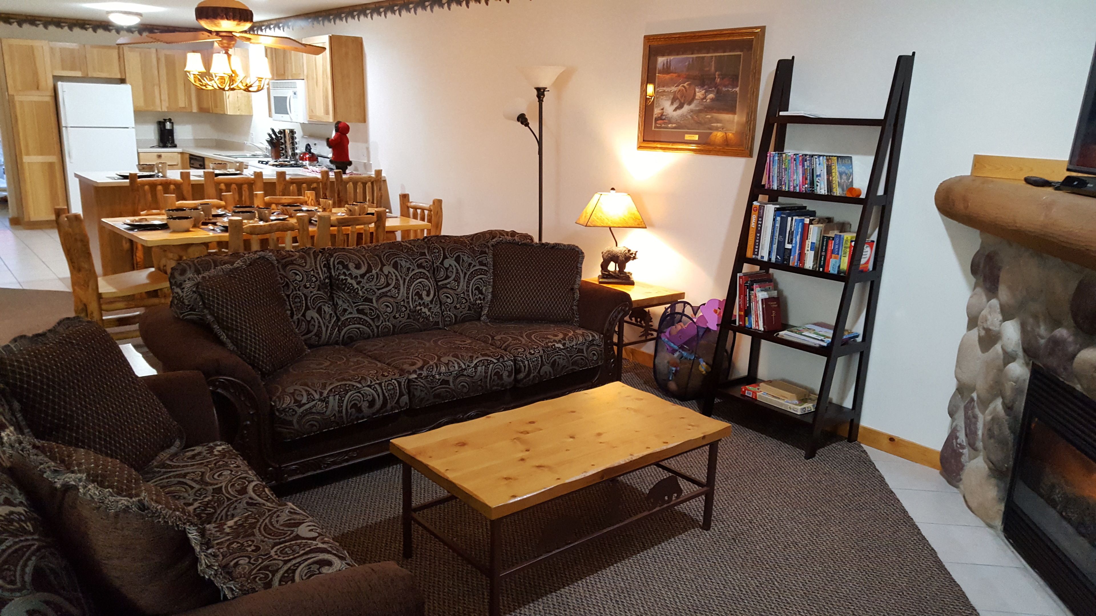 Luxury Villa, 2 Bedrooms, Kitchen, Park View | Living area | 60-inch flat-screen TV with cable channels, TV, fireplace