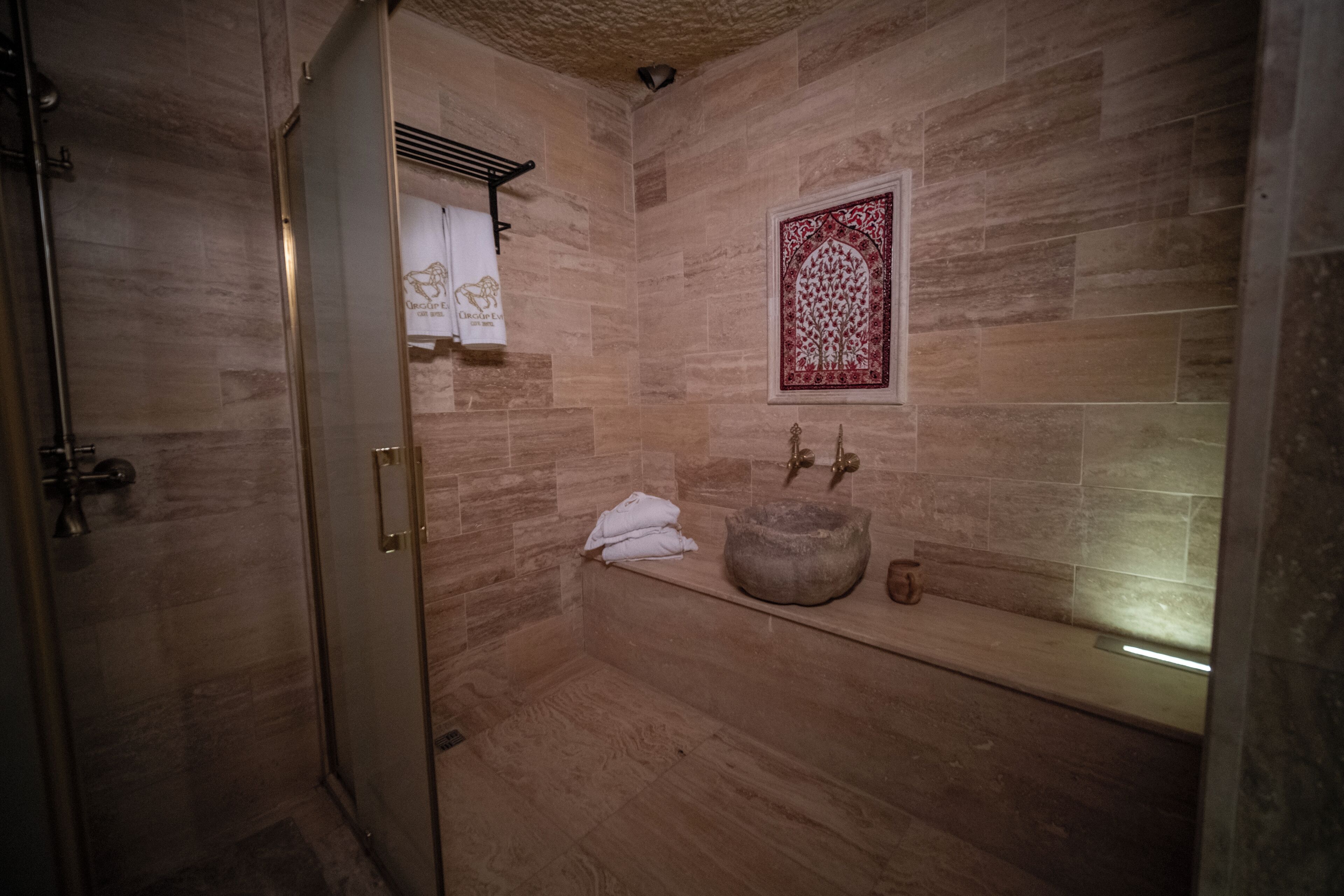 suite | bathroom | shower, hair dryer, bathrobes, slippers