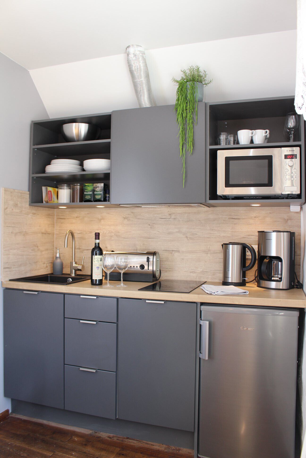 Fridge, microwave, stovetop, dishwasher