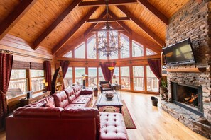 Familien-Ferienhütte, 3 Schlafzimmer, Seeblick, Seeseite | Wohnzimmer