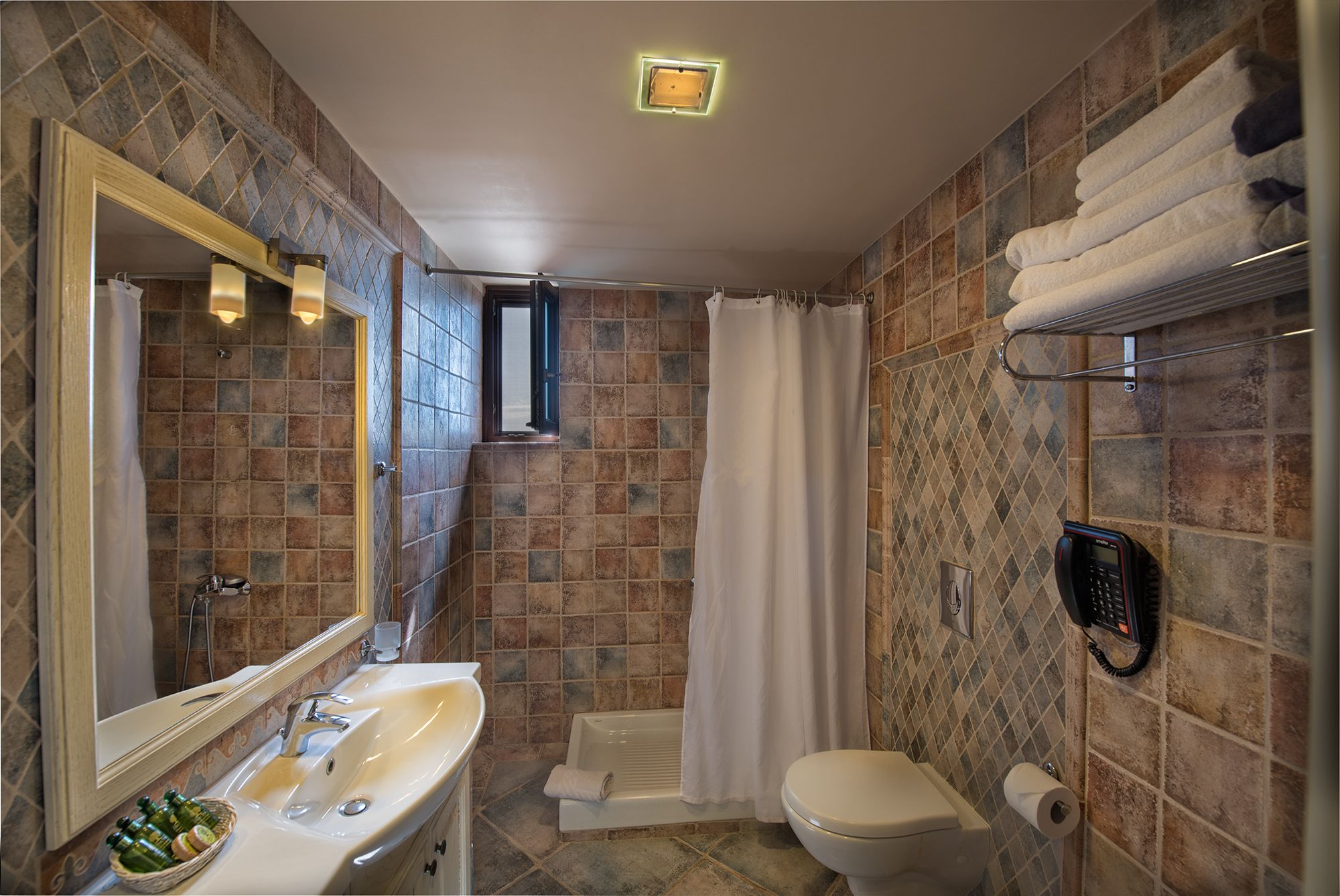 free toiletries, hair dryer, slippers, towels