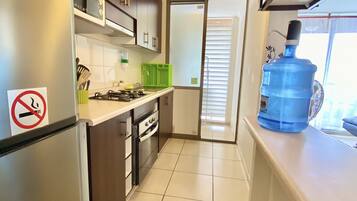 Fridge, microwave, dishwasher, electric kettle