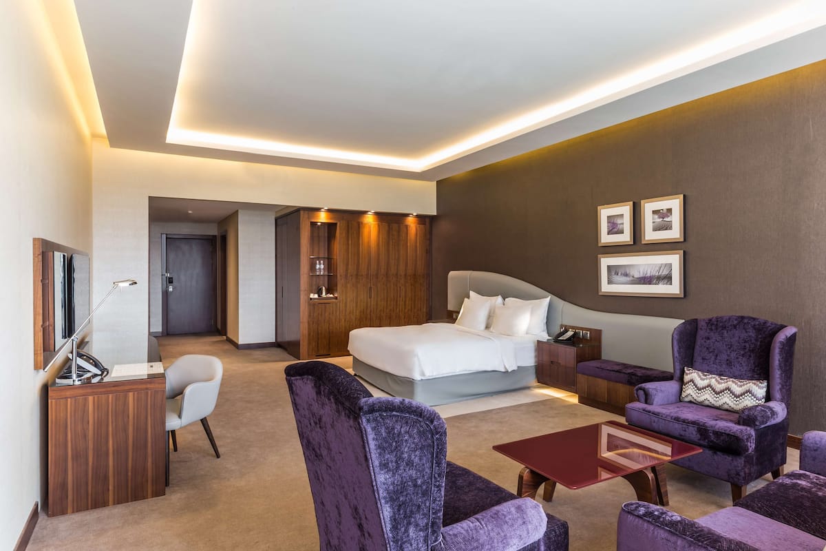Familiekamer | 1 slaapkamer, luxe beddengoed, pillowtop-bedden, een minibar