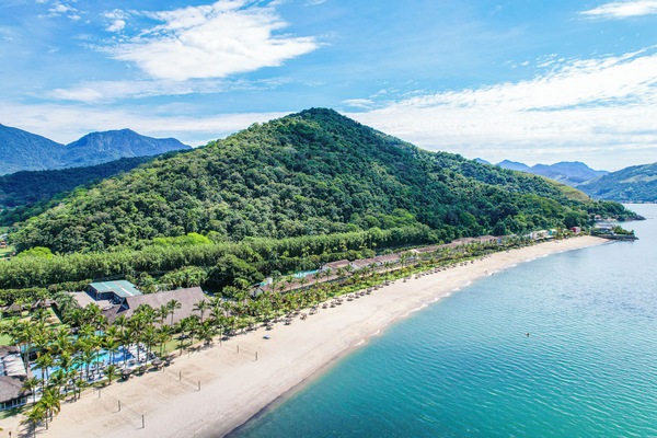 On the beach, sun loungers, beach umbrellas, beach towels