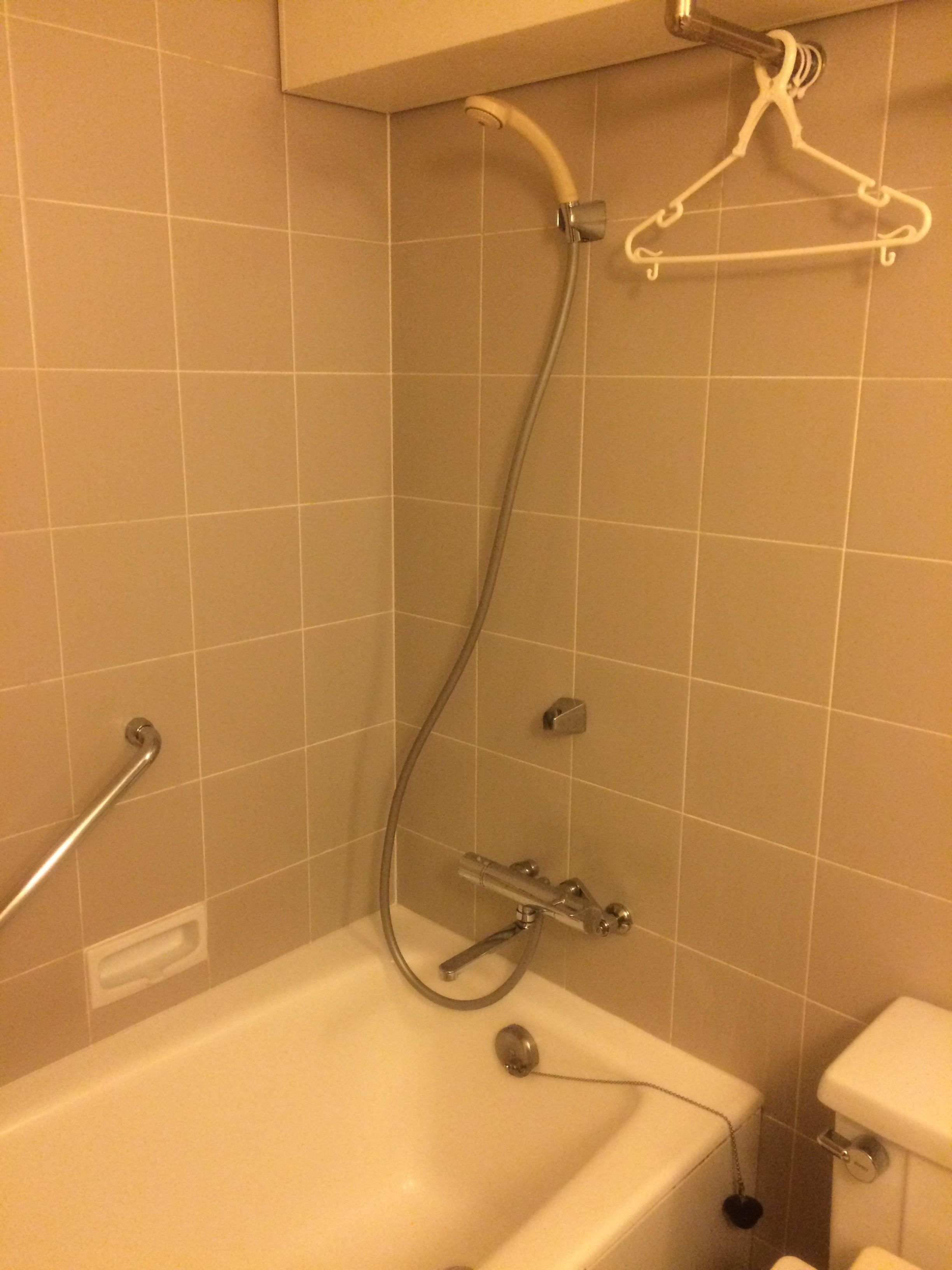 Un baño con bañera, ducha e inodoro.