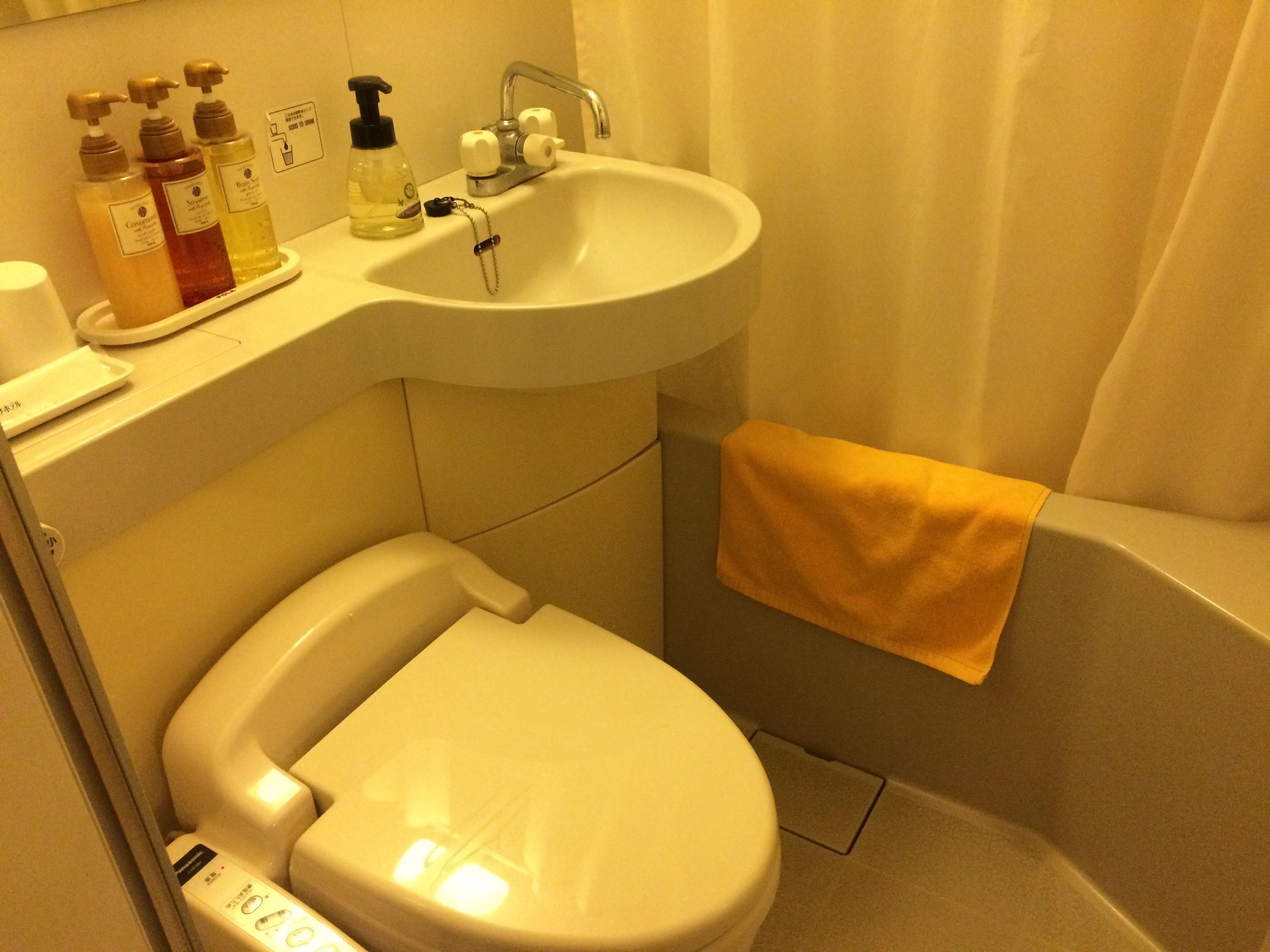 Combined shower/bathtub, free toiletries, hair dryer, slippers