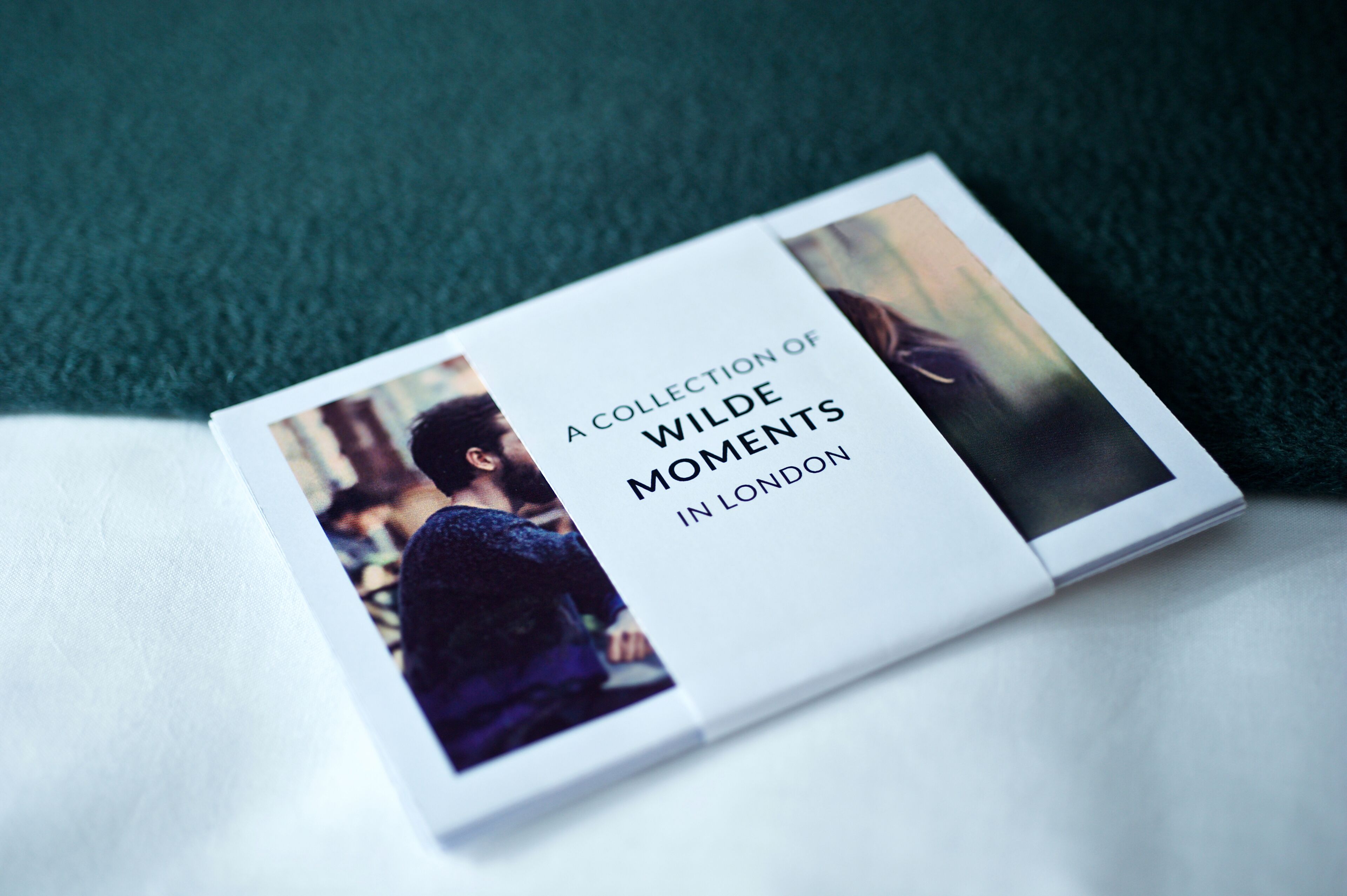 A book titled "A Collection of Wilde Moments in London" with a photograph on the cover.
