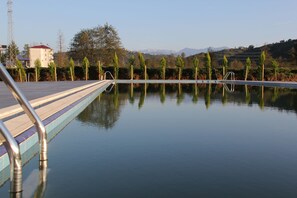 Outdoor pool, pool loungers