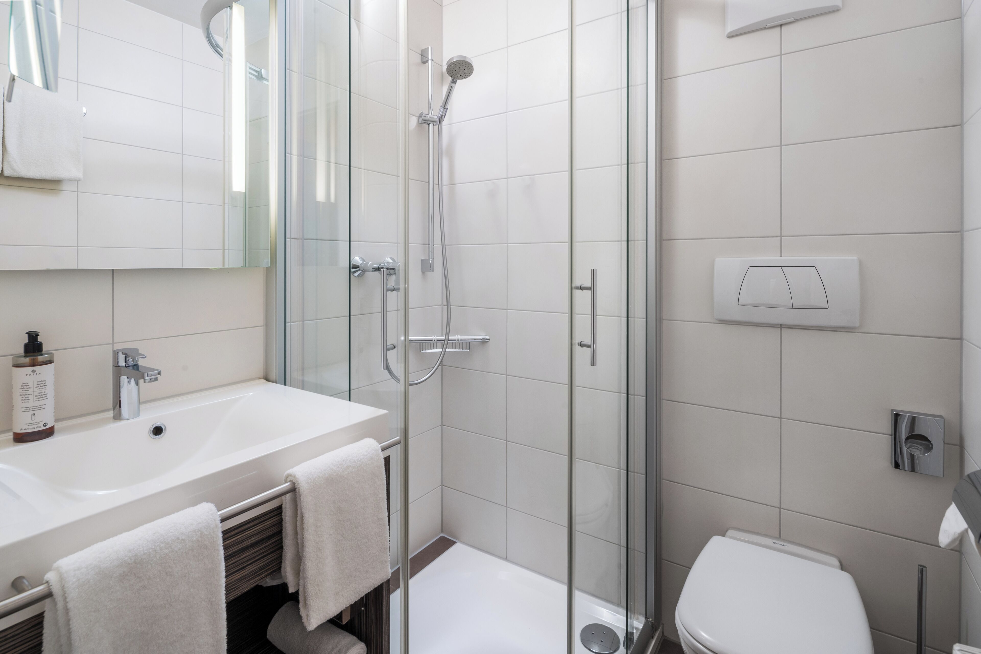 free toiletries, hair dryer, towels