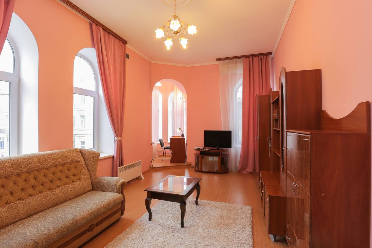 Apartment, 1 Bedroom (Mala Zhytomyrska, 16/3) | Living room | Flat-screen TV