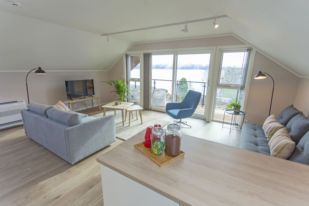 Panorama appartement | Verduisterende gordijnen, gratis wifi, beddengoed