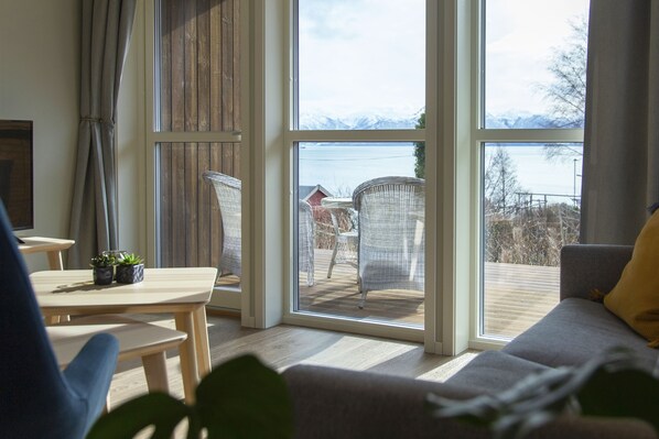 Utsikt mot strand/hav