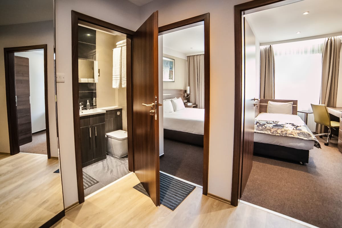 Two Bedrooms Apartment | 1 bedroom, hypo-allergenic bedding, desk, laptop workspace