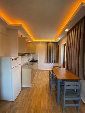Appartement familial, 1 chambre | Cuisine privée | Réfrigérateur, micro-ondes dans les aires communes