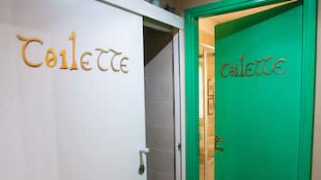 Vierbettzimmer, Mehrere Betten, Gemeinschaftsbad (Terra) | Badezimmer | Dusche, Handtücher