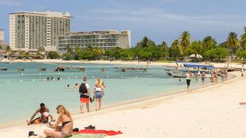 On the beach, white sand