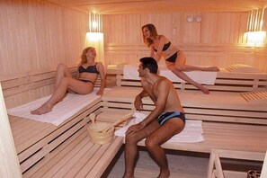 Sauna, steam room, detox wraps, massage/treatment rooms