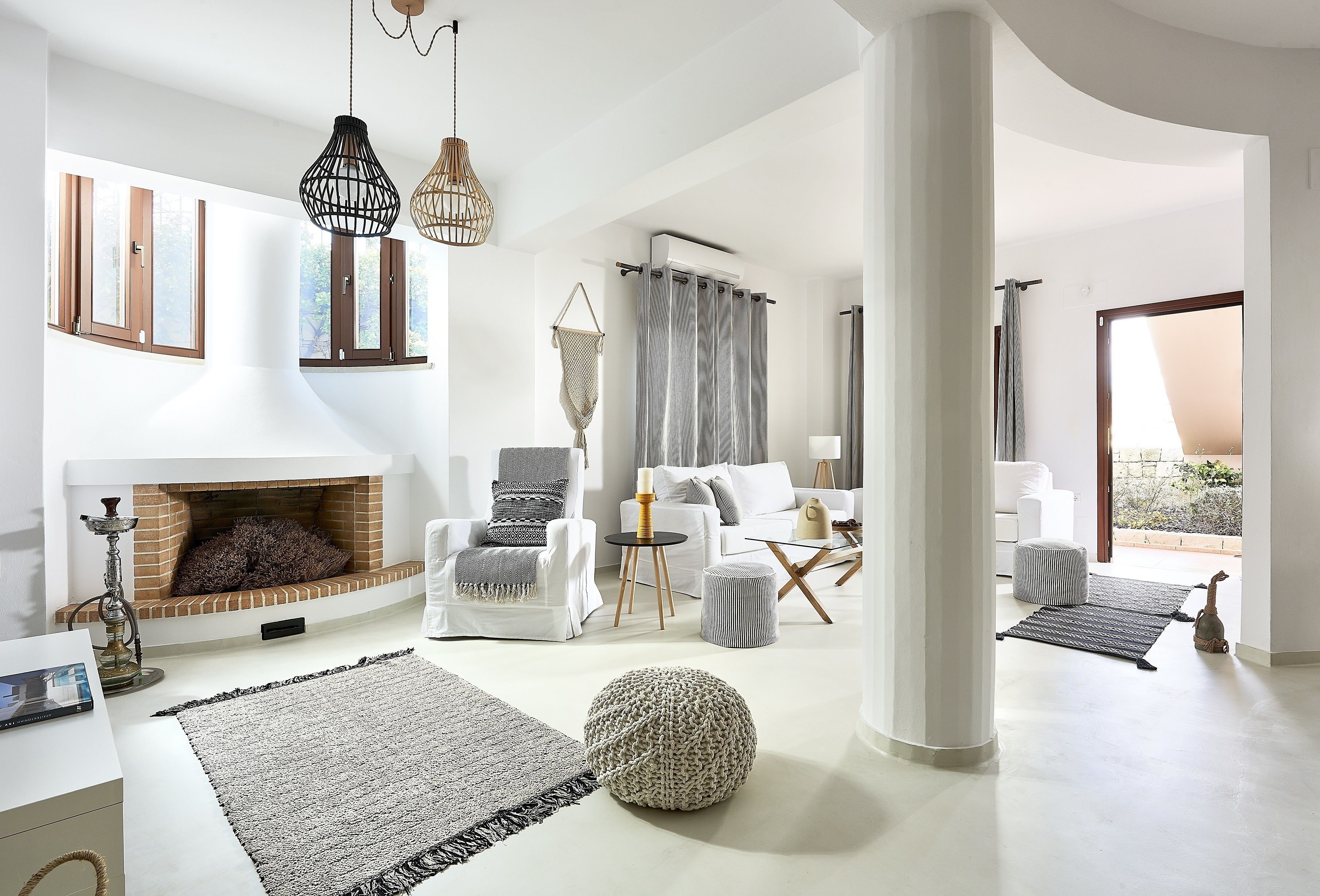 Luxury Villa, 5 Bedrooms, Partial Sea View | Living area | 65-inch flat-screen TV with satellite channels, LCD TV, fireplace