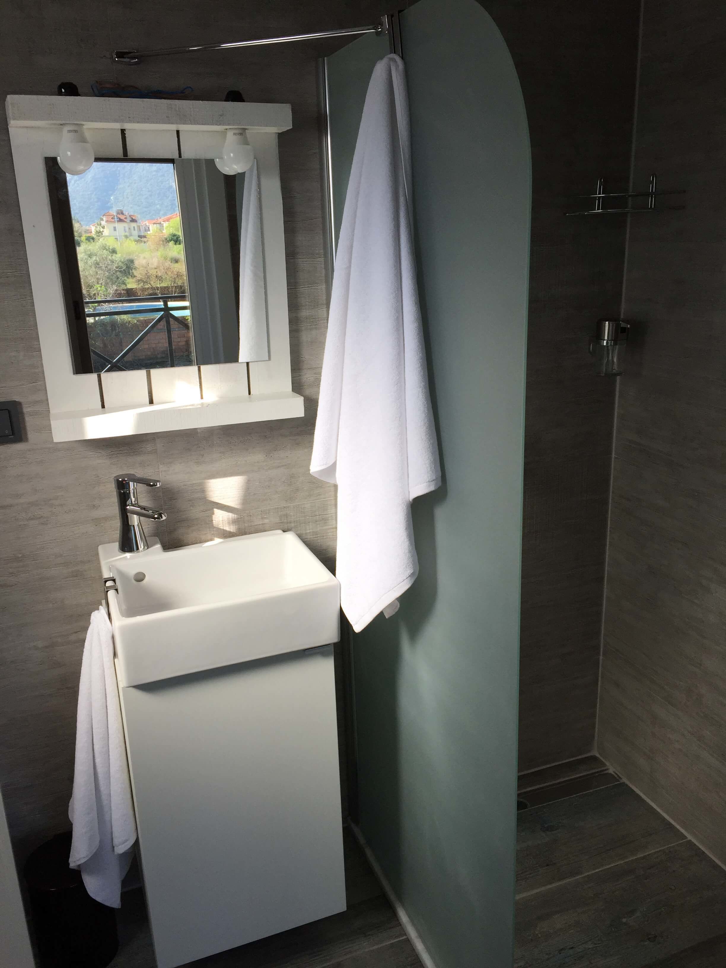double room, pool view | bathroom | shower, free toiletries, hair dryer, slippers