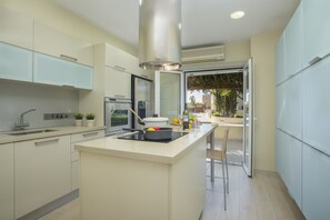 Villa, 4 Bedrooms, Sea View | Private kitchen | Full-size fridge, microwave, oven, stovetop - Protaras Sirina Bay Villa 137A (Paralimni)