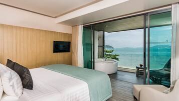 Chambre « Premier », en front de plage | Literie de qualité supérieure, minibar, coffres-forts dans les chambres