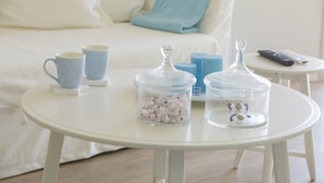 Living room | Flat-screen TV - Protaras Azure Seafront Suite (Paralimni)