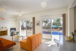 Villa, 3 Bedrooms | Living area | Flat-screen TV, fireplace, DVD player - Protaras Villa Sofia (Paralimni)