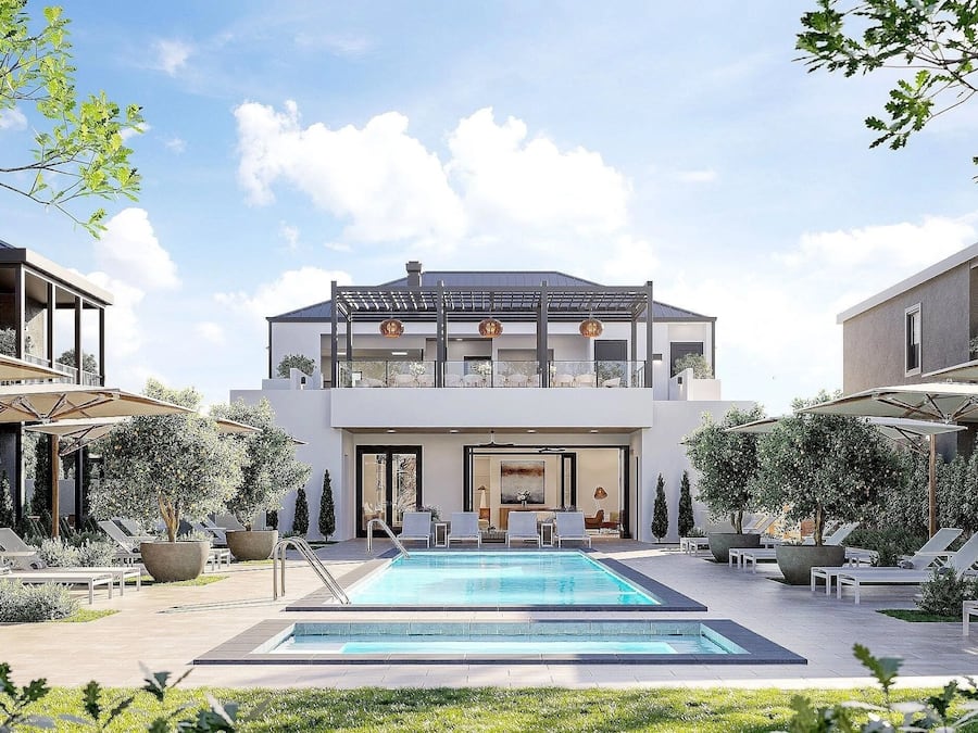 Piscina a l'aire lliure i gandules