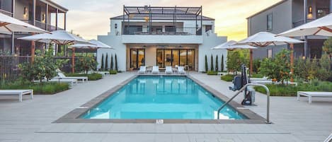 Outdoor pool, sun loungers