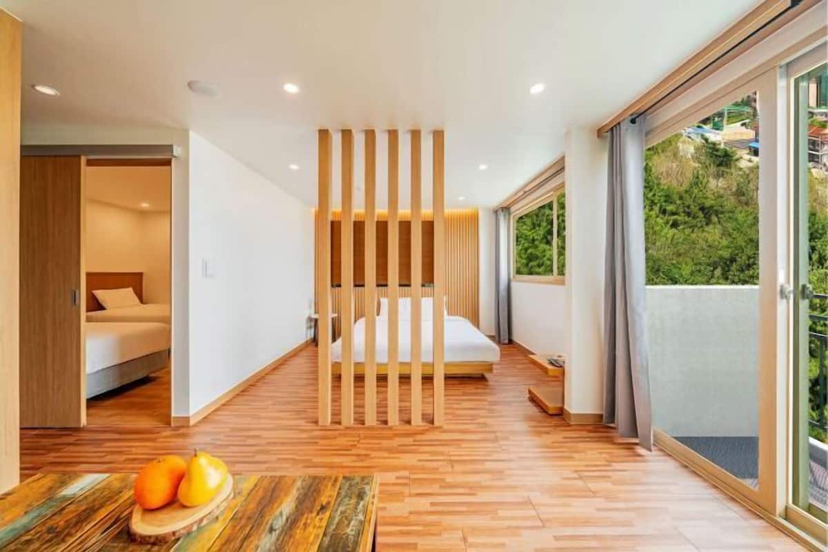 Premium bedding, blackout drapes, soundproofing, free WiFi