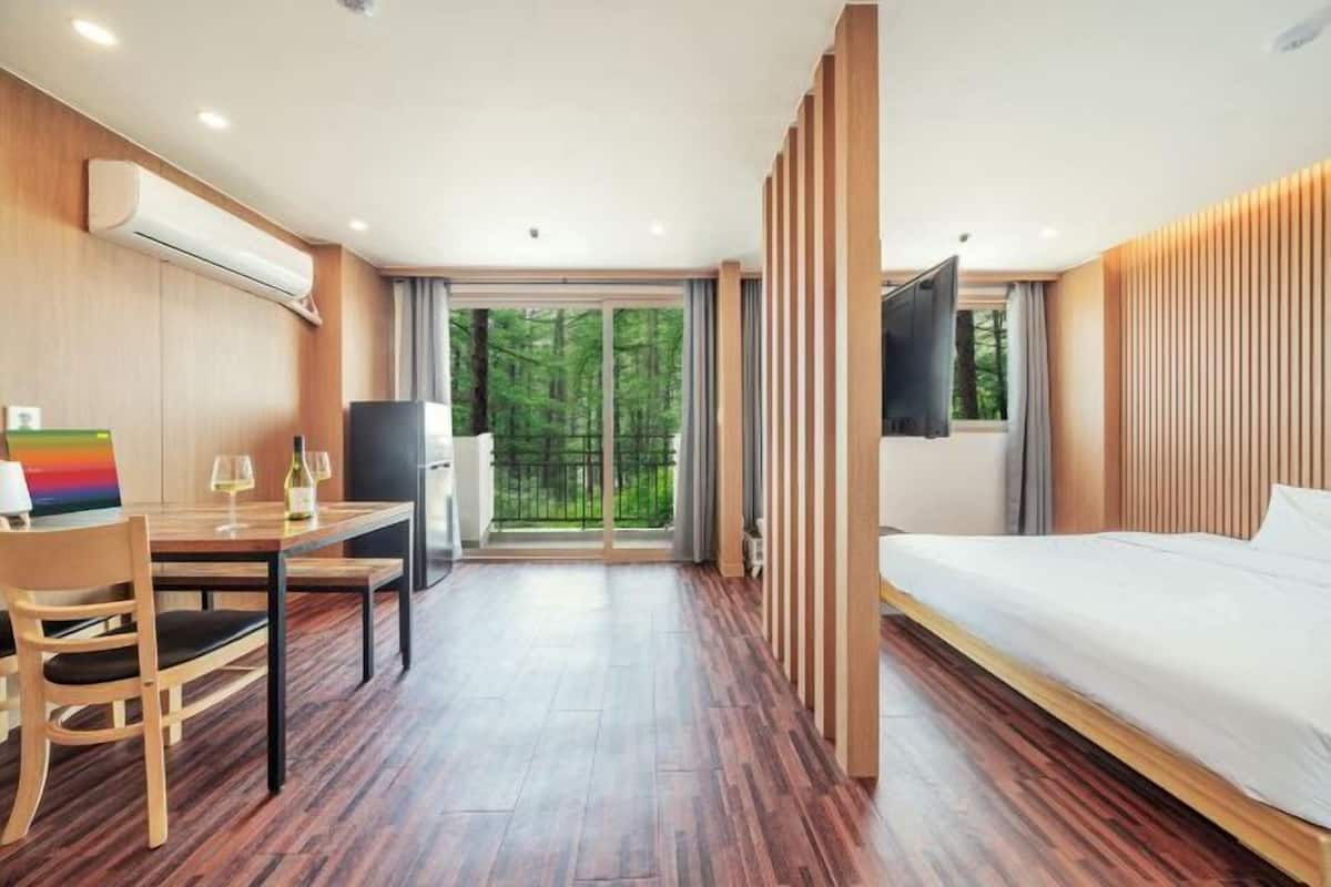 Premium bedding, blackout drapes, soundproofing, free WiFi