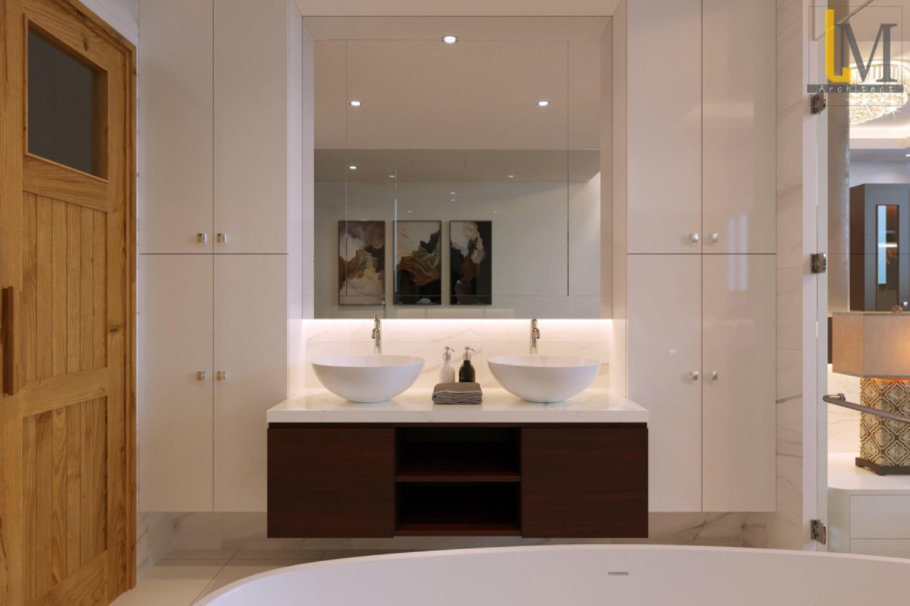 designer toiletries, hair dryer, bathrobes, slippers